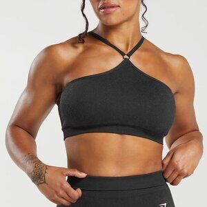 Gymshark Adapt Fleck Seamless Halterneck Bralette - Black/Smokey Grey